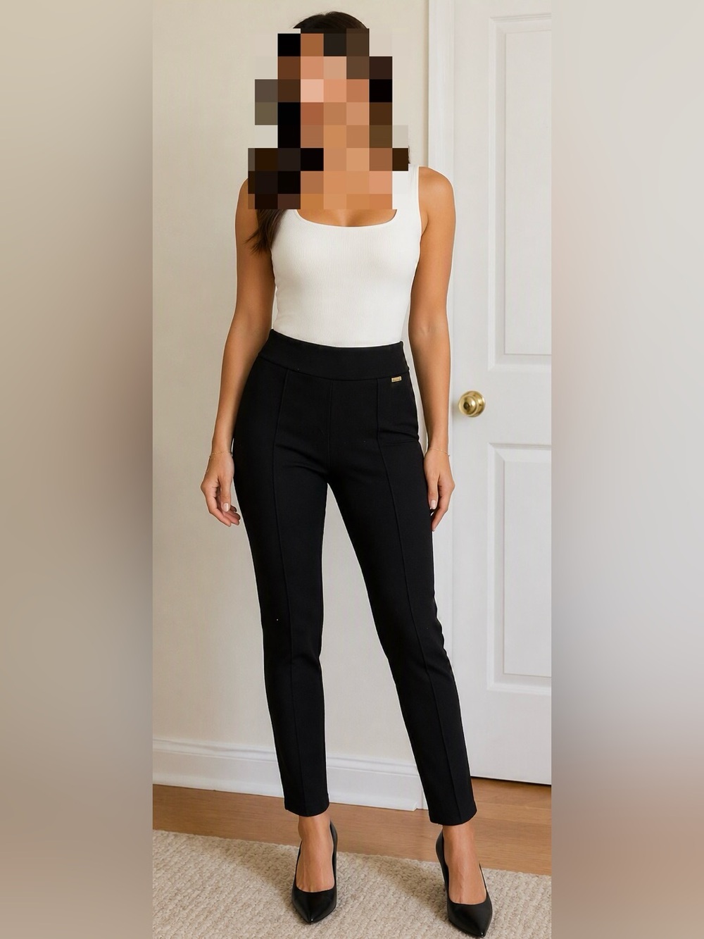 Calvin Klein Black High-Rise Ponte Skinny Pants